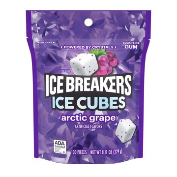 Ice Breakers Ice Cubes Arctic Grape Sugar Free Chewing Gum, 100 pc