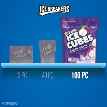 Ice Breakers Ice Cubes Arctic Grape Sugar Free Chewing Gum, 100 pc