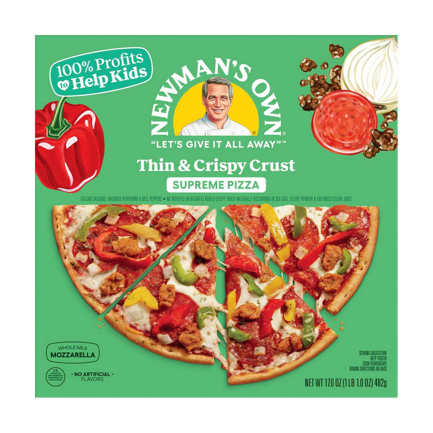 Newman's Own Thin & Crispy Crust Frozen Pizza - Supreme; image 1 of 4