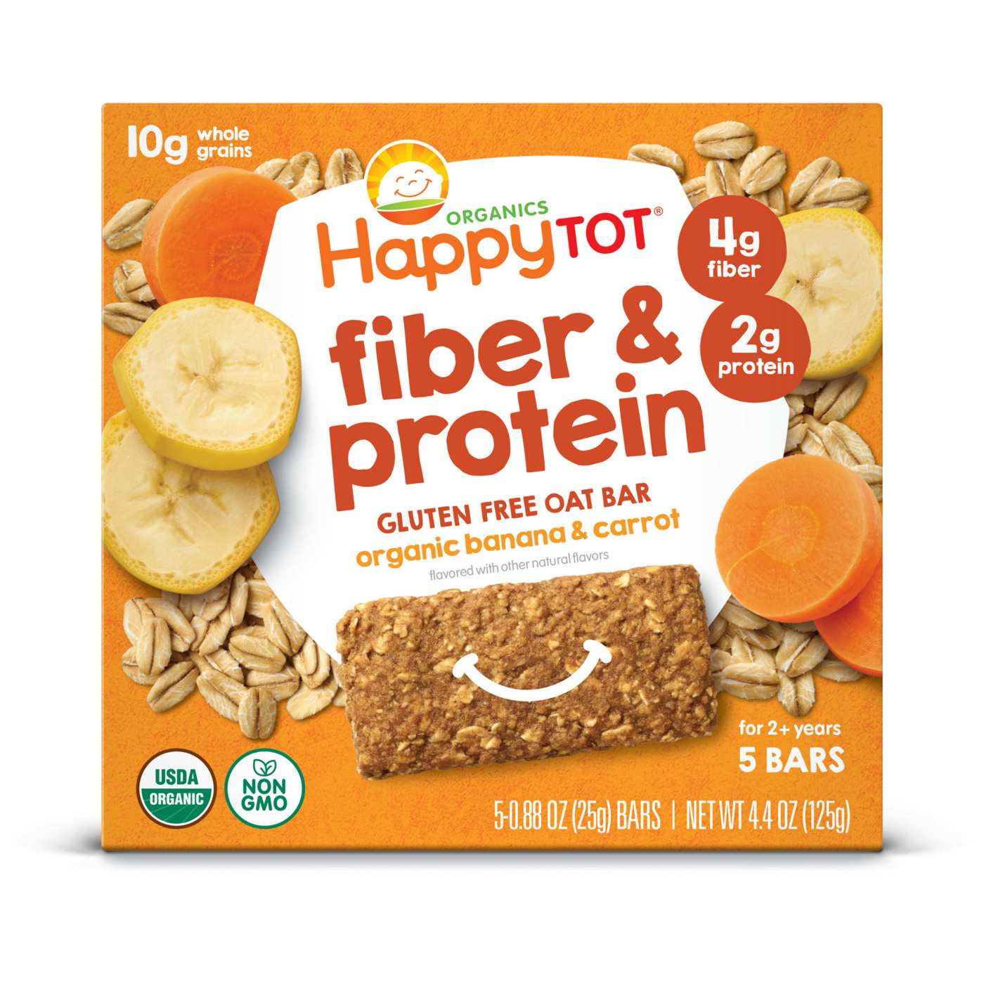 Happy Tot Organics Fiber & Protein Gluten Free Oat Bar Organic Banana & Carrot; image 1 of 9