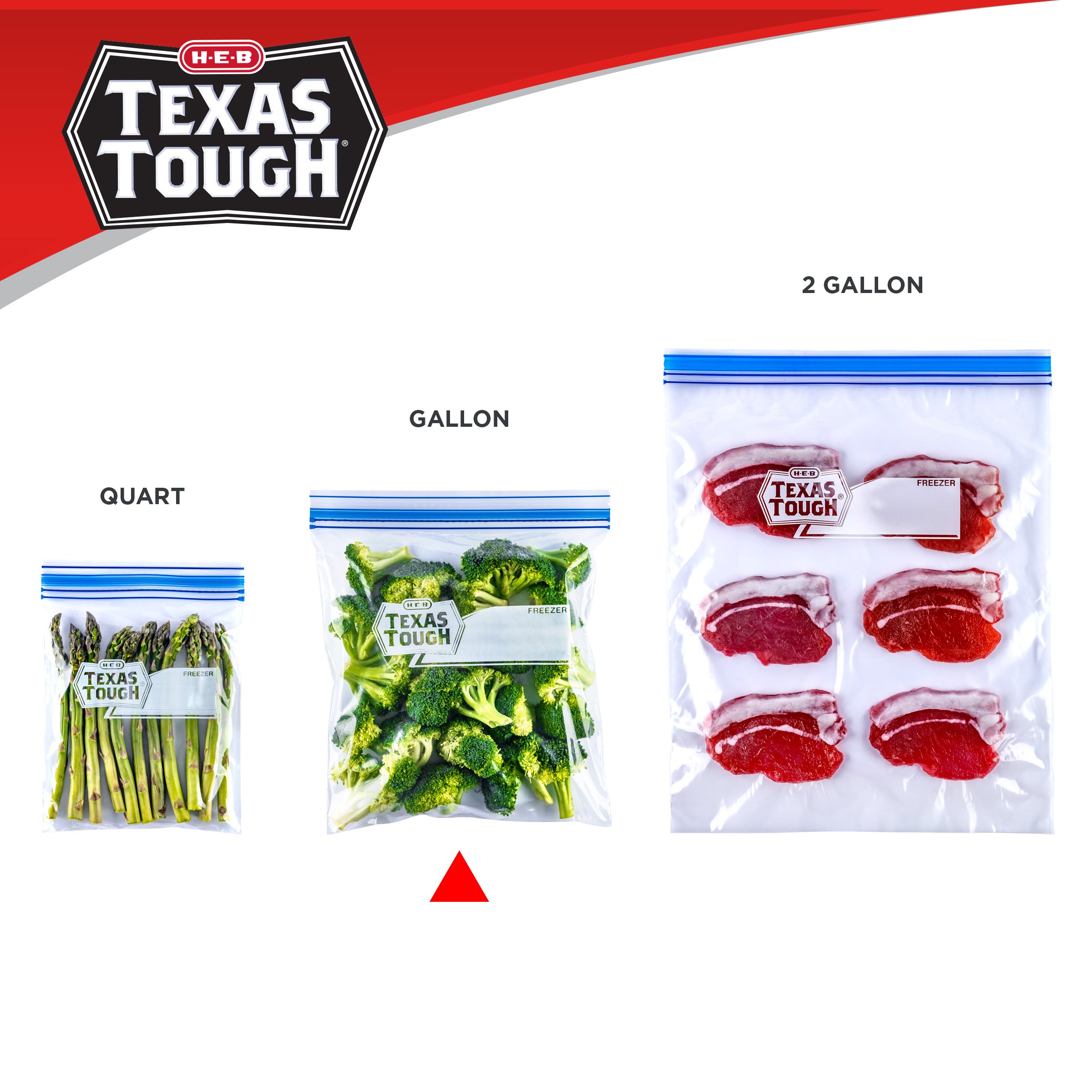 H-E-B Texas Tough Double Zipper Gallon Freezer Bags - Value Pack