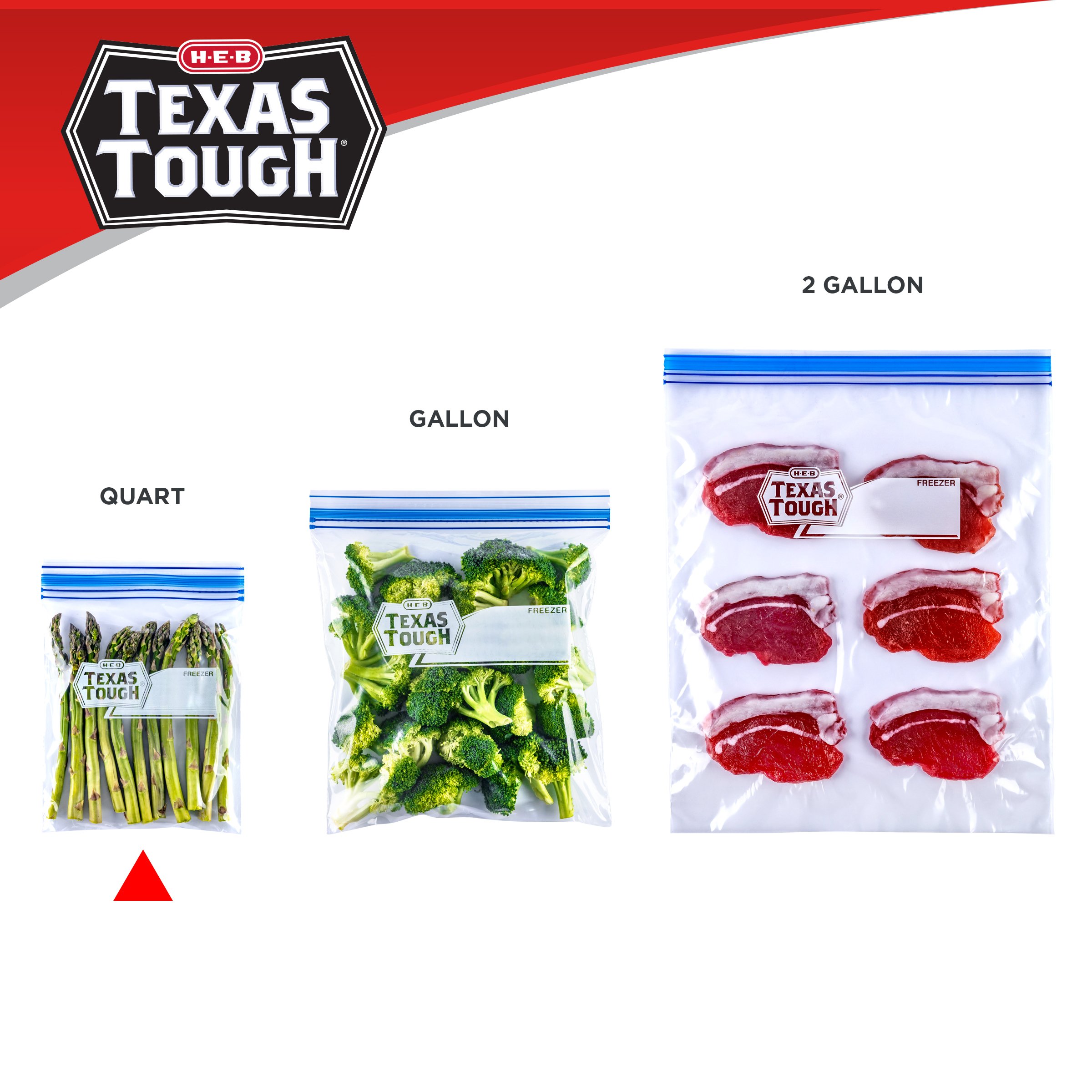 H-E-B Texas Tough Double Zipper Quart Freezer Bags - Value Pack
