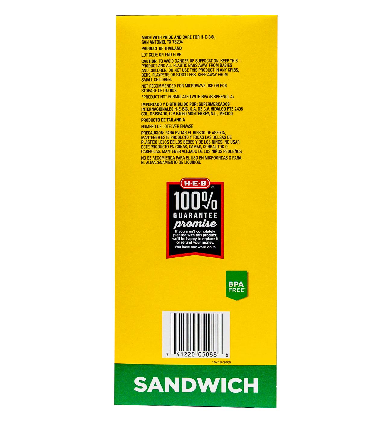 H-E-B Texas Tough Double Zipper Sandwich Bags - Value Pack; image 4 of 6