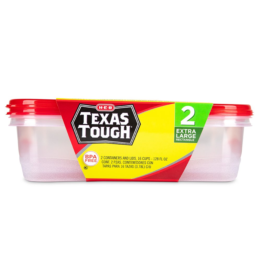 H-E-B Texas Tough Extra Large Rectangle Reusable Containers with Lids -  Shop Containers at H-E-B