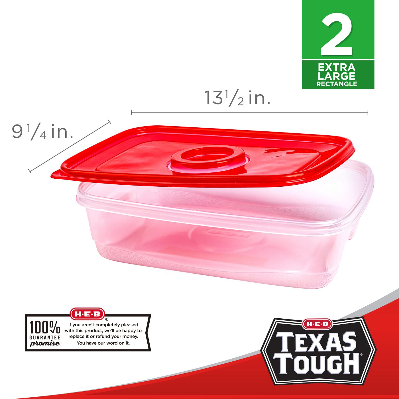 H-E-B Texas Tough Extra Large Rectangle Food Storage Containers & Lids, 2 pk; image 4 of 5