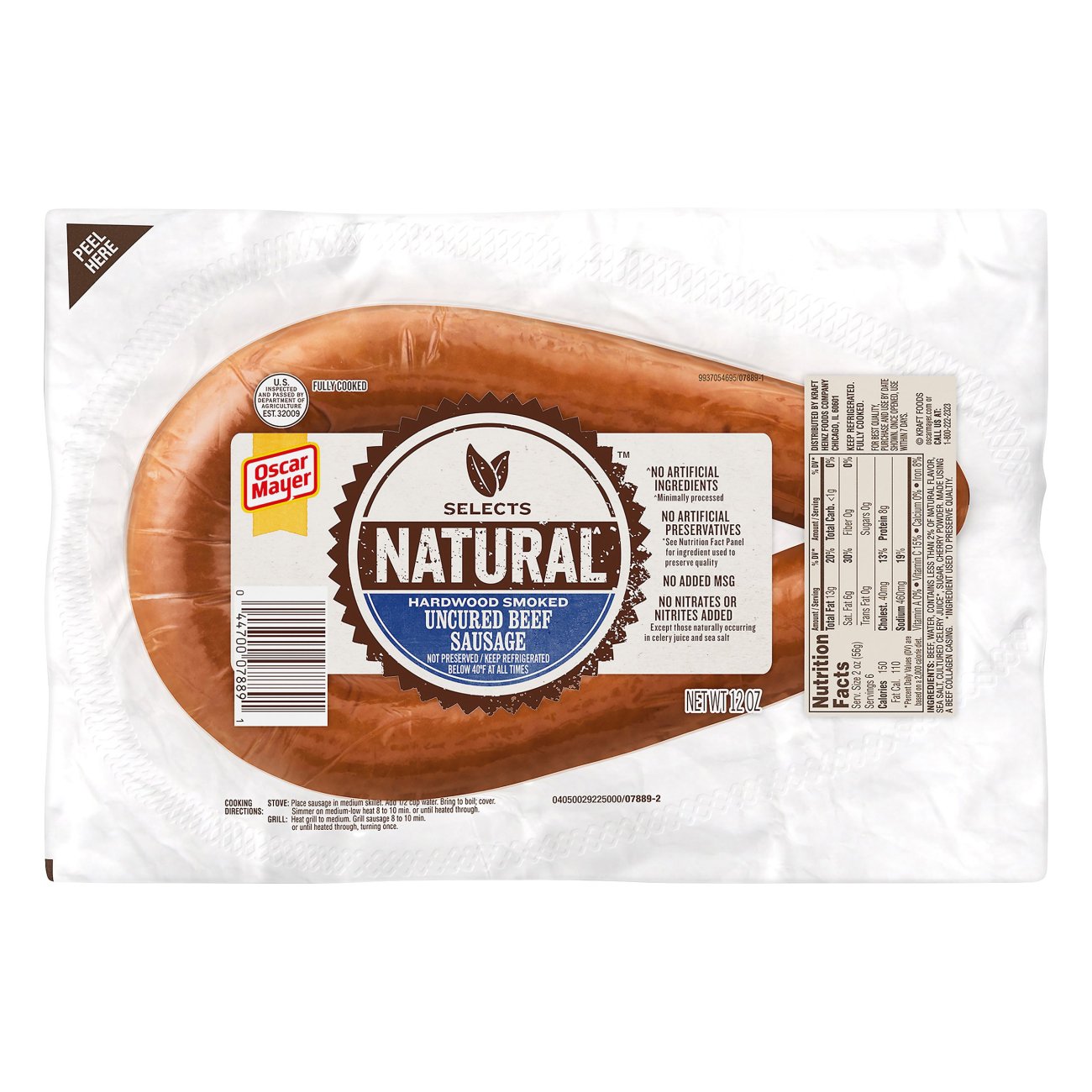 Oscar Mayer Selects Uncured Hardwood Smoked Beef Sausage Shop Sausage