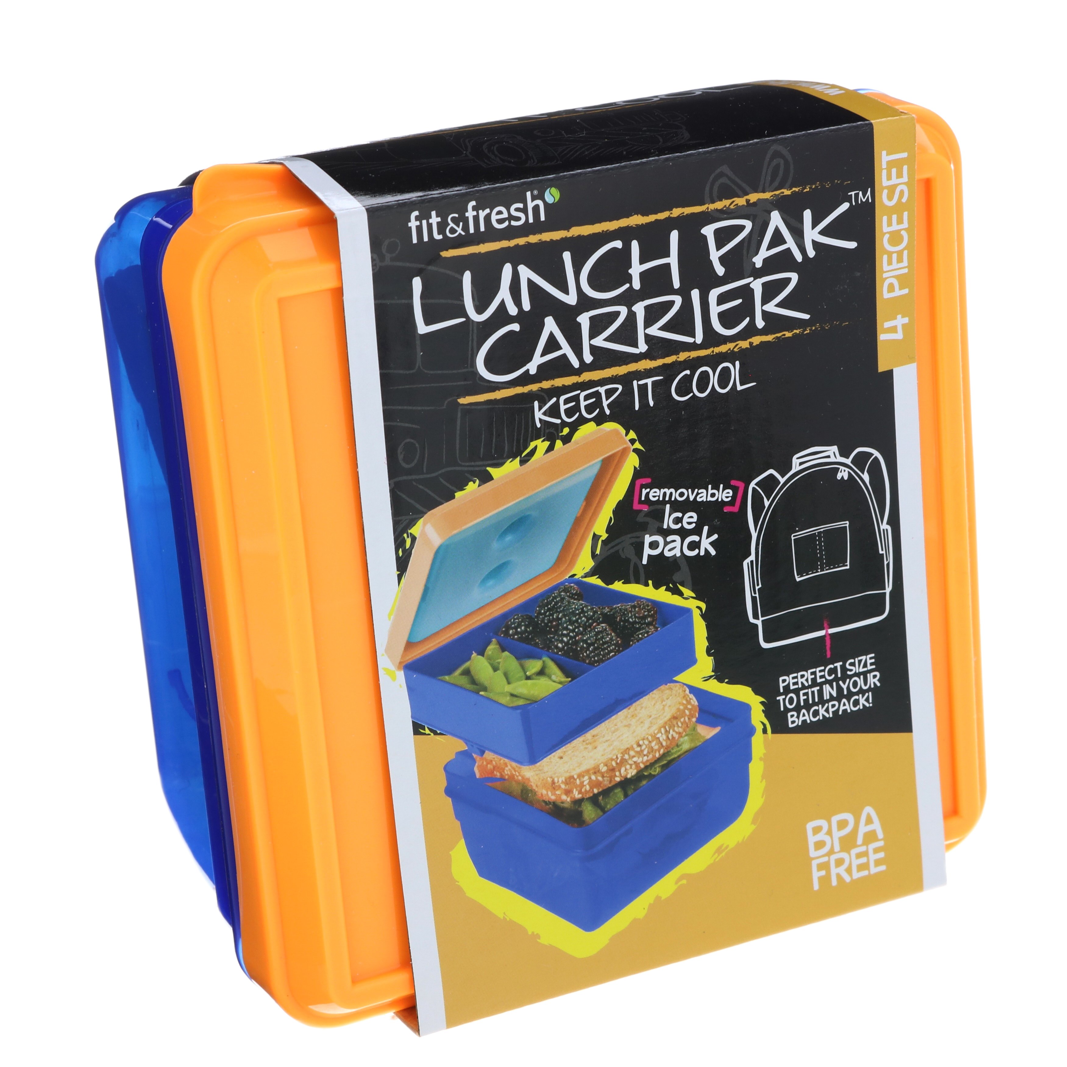 Fit & Fresh Kids' Reusable Lunch Box Container Set with Built-In