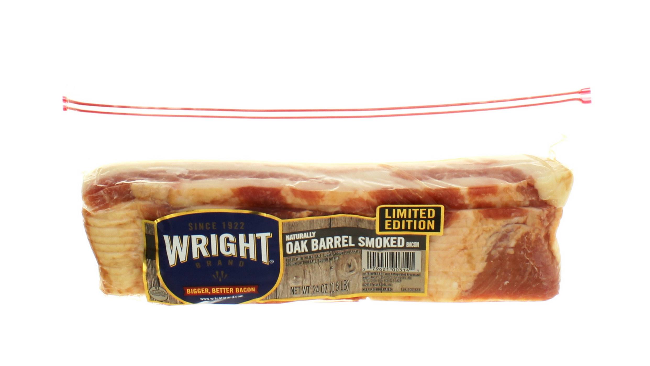 Wright Limited Edition Oak Barrel Smoked Bacon; image 1 of 2