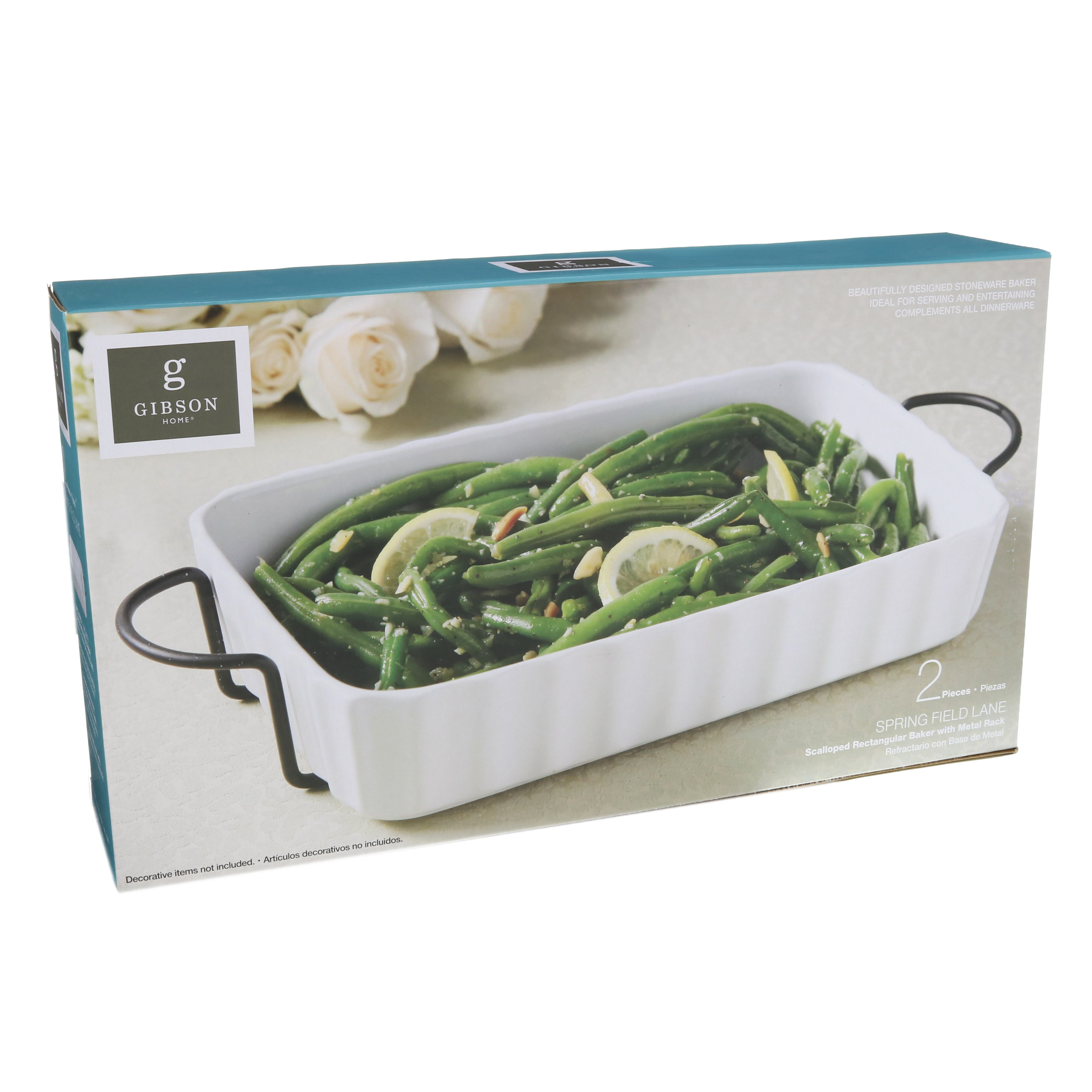 Gibson Home 10 Inch Scallop Rectangle Baker Shop Kitchen & Dining at