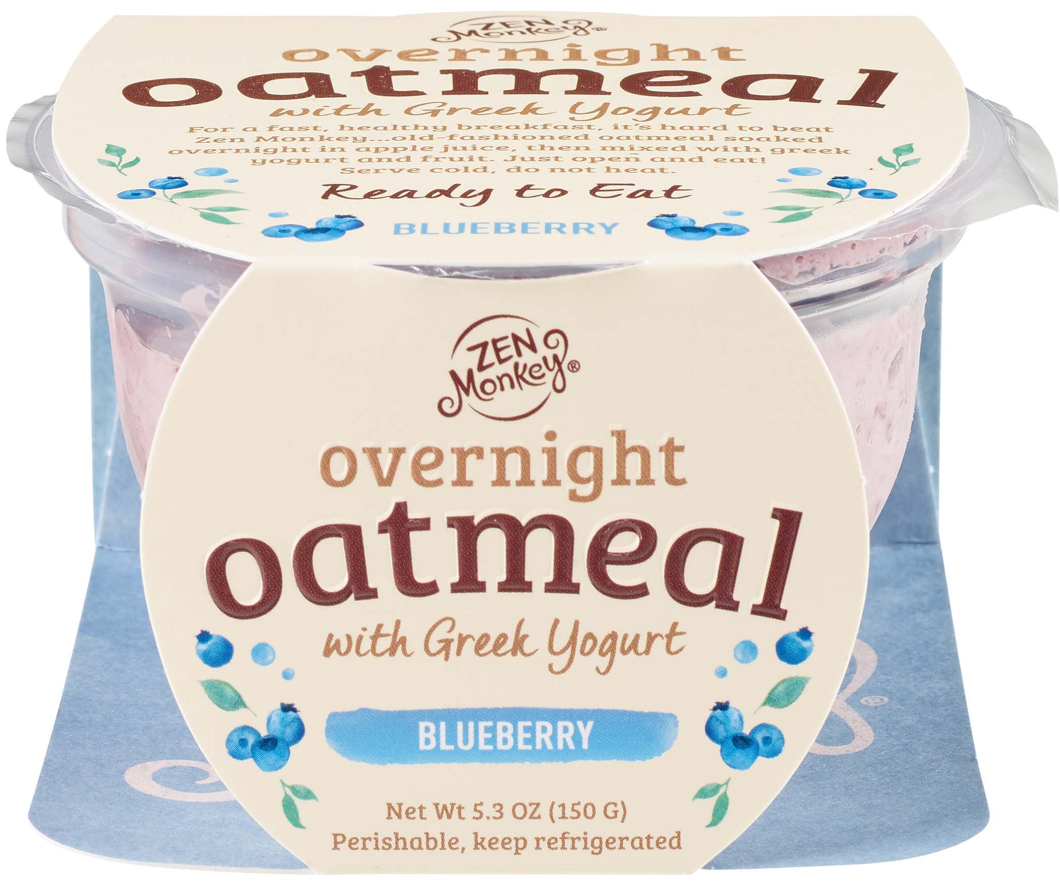 Zen Monkey Blueberry with Greek Yogurt Overnight Oatmeal Shop Yogurt