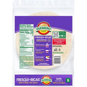 Guerrero Fresquiricas Flour Tortillas, Fajita Size, 16 ct
