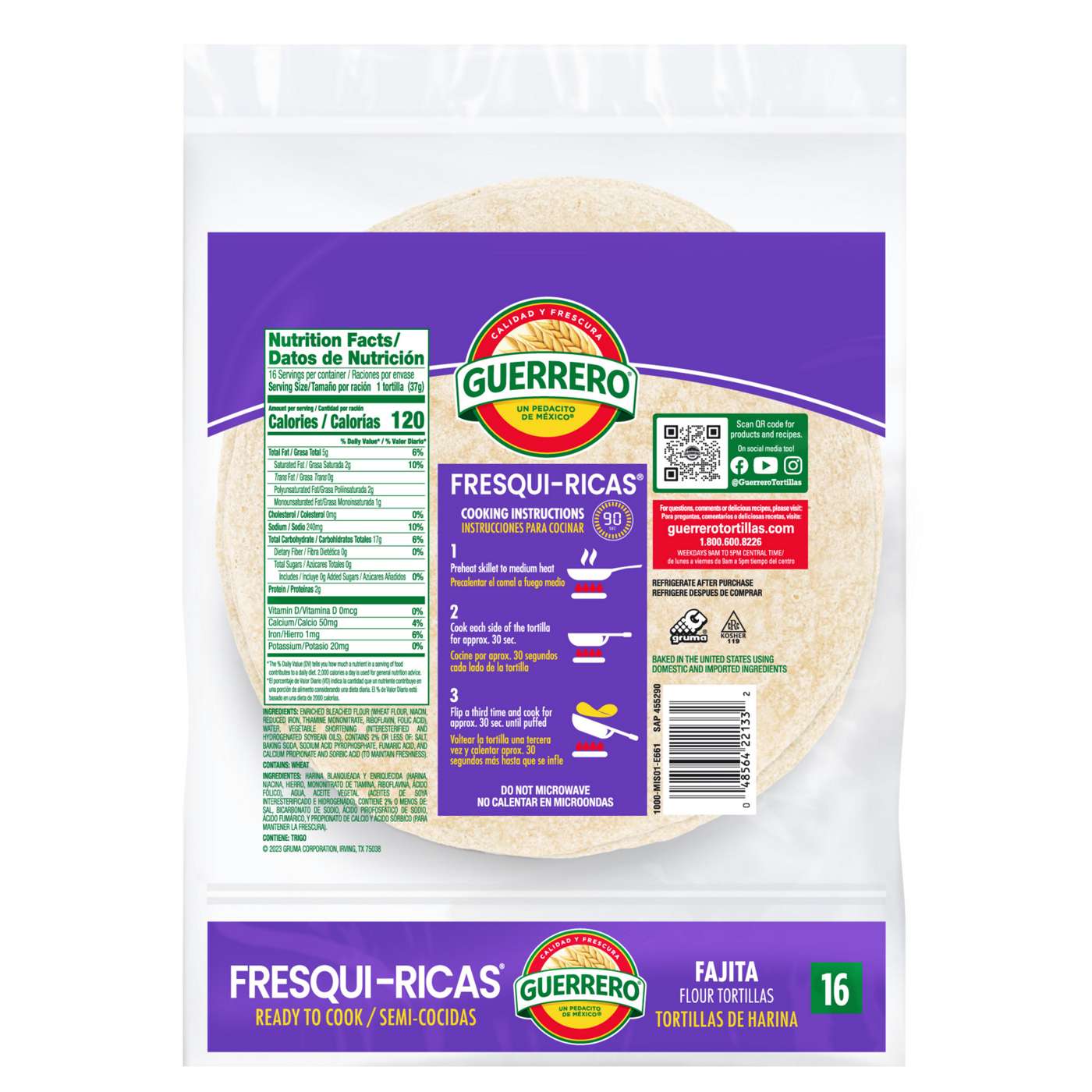 Guerrero Fresquiricas Ready to Cook Fajita Flour Tortillas 16 Count; image 8 of 9