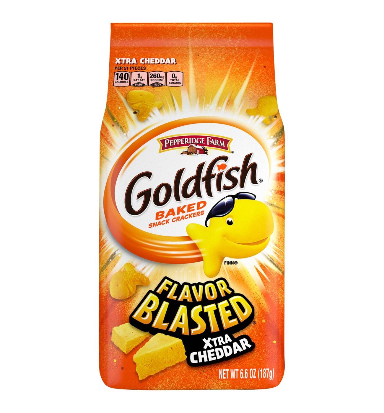 Pepperidge Farm Goldfish Flavor Blasted Xtra Cheddar Baked Snack Crackers; image 1 of 3