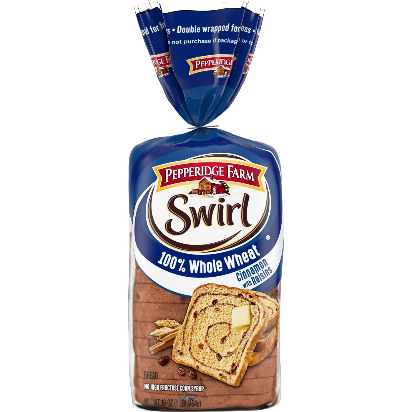 Pepperidge Farm 100% Whole Wheat Cinnamon with Raisins Swirl Bread; image 1 of 9