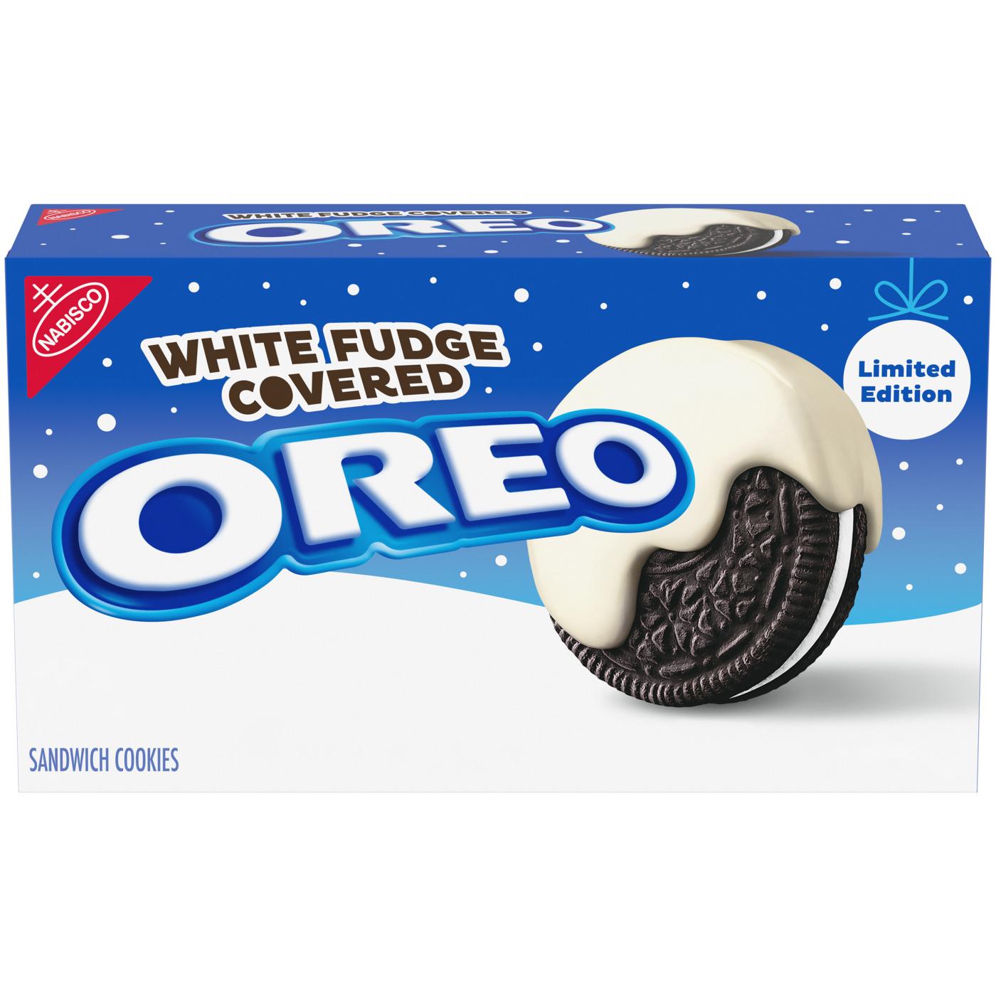 OREO White Fudge Covered Chocolate Sandwich Holiday Cookies; image 1 of 10