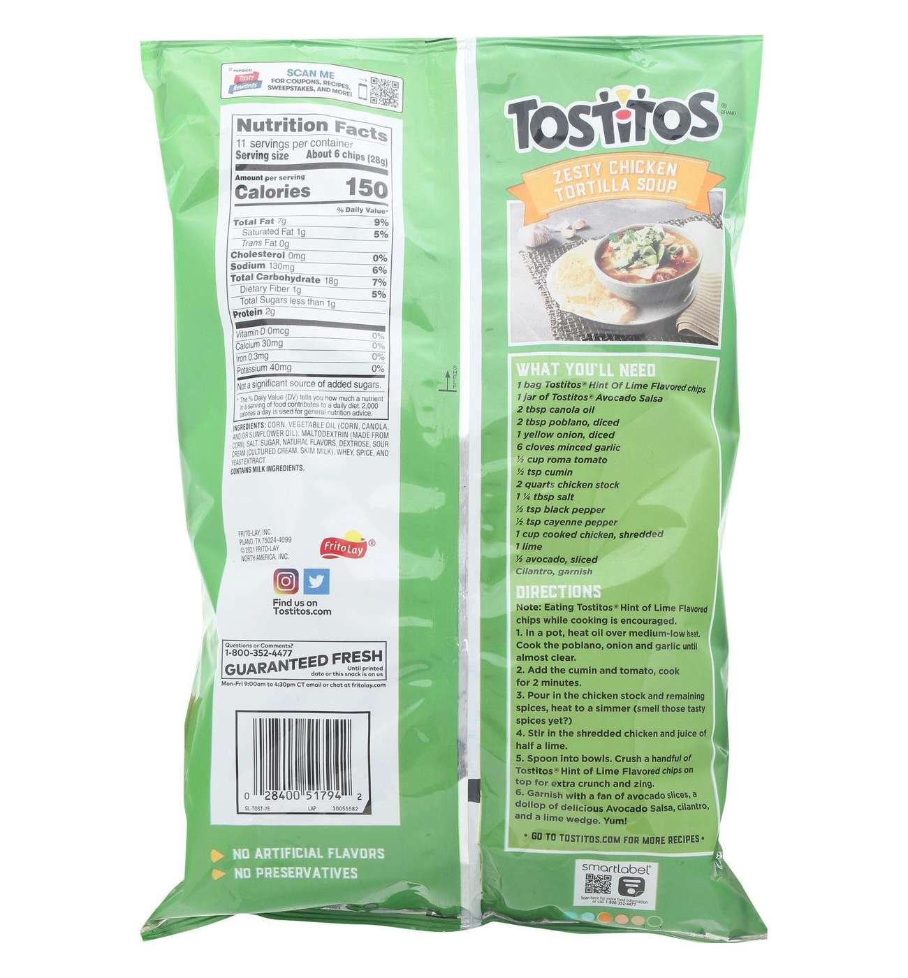 Tostitos Hint of Lime Tortilla Chips; image 2 of 3