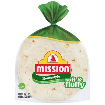 Mission Soft & Fluffy Homestyle Flour Tortillas, Soft Taco Size, 10 ct