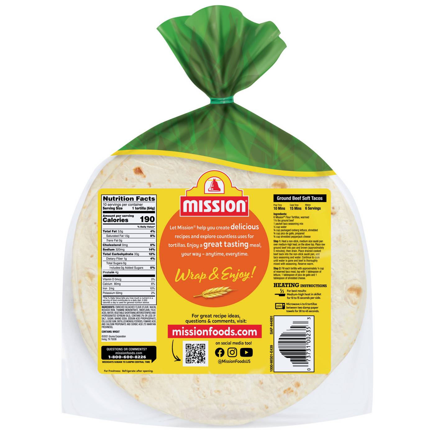 Mission Soft & Fluffy Homestyle Soft Taco Flour Tortillas 10 Count; image 3 of 4