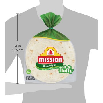 Mission Soft & Fluffy Homestyle Flour Tortillas, Soft Taco Size, 10 ct