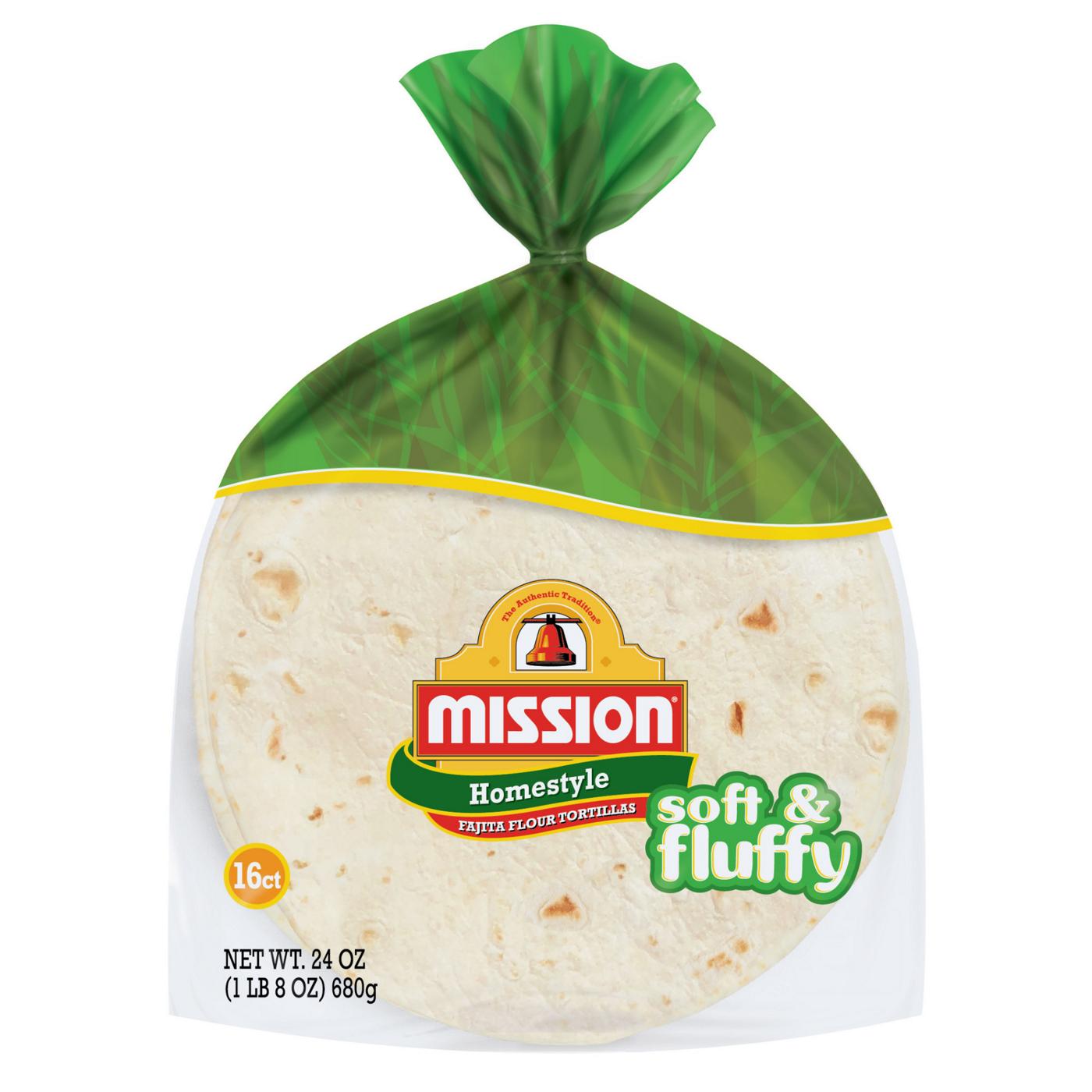 Mission Soft & Fluffy Homestyle Fajita Flour Tortillas 16 Count; image 1 of 5