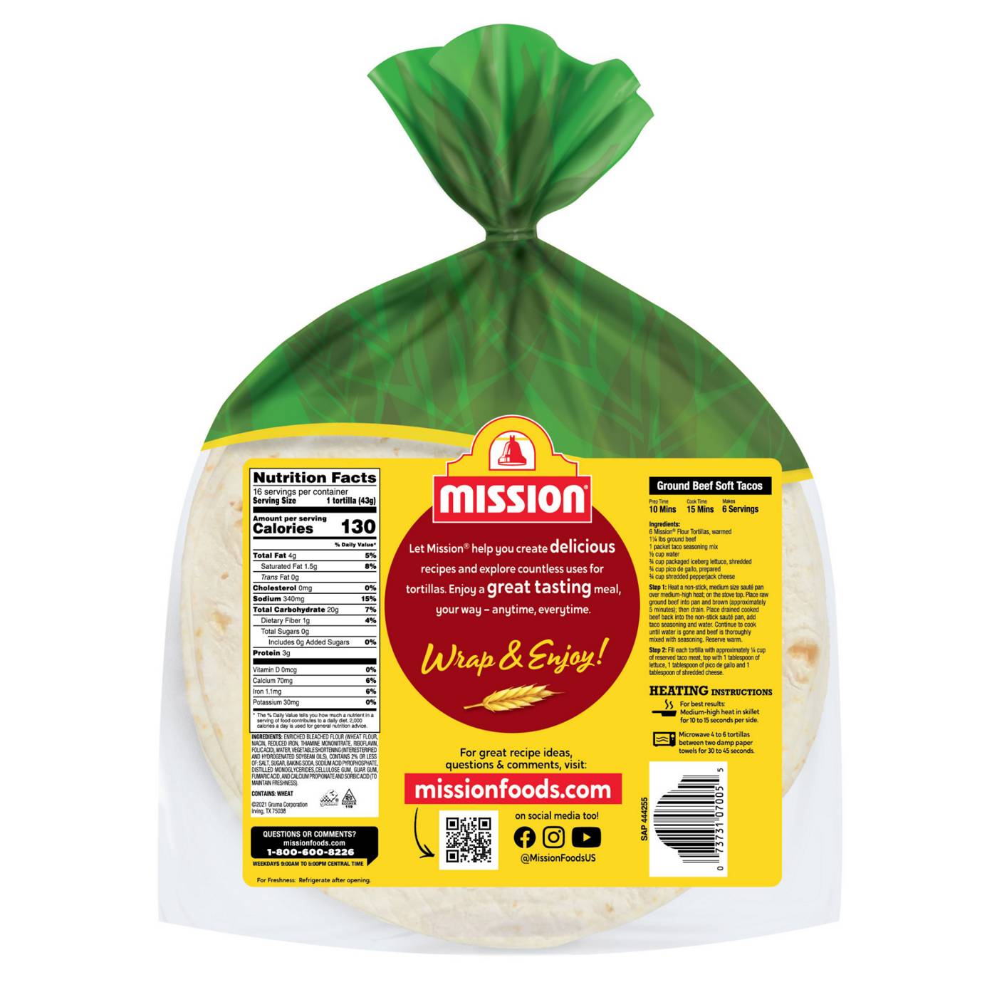 Mission Soft & Fluffy Homestyle Fajita Flour Tortillas 16 Count; image 5 of 5