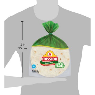 Mission Soft & Fluffy Homestyle Flour Tortillas, Fajita Size, 16 ct