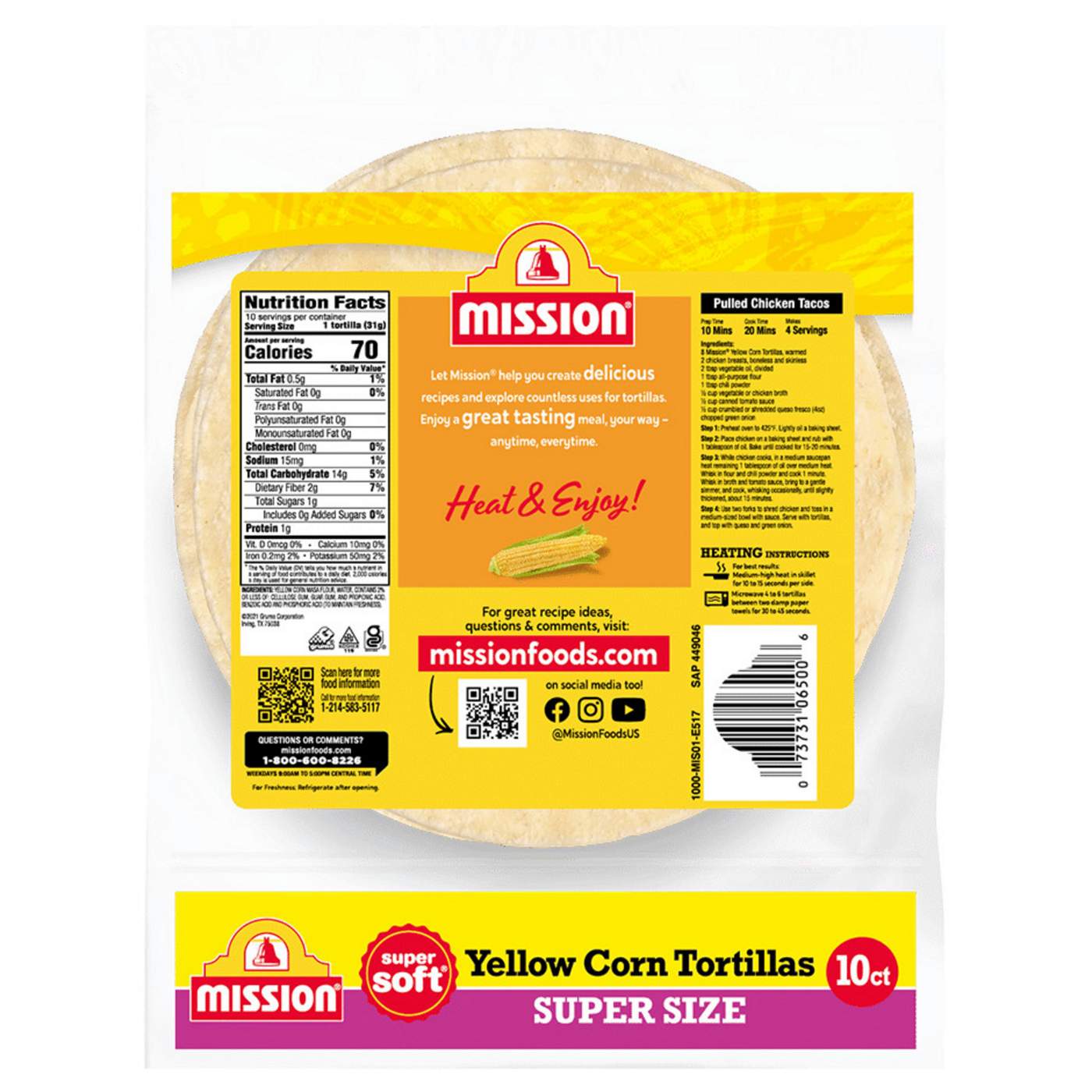 Mission Super Soft Super Size Yellow Corn Tortillas 10 Count; image 6 of 7