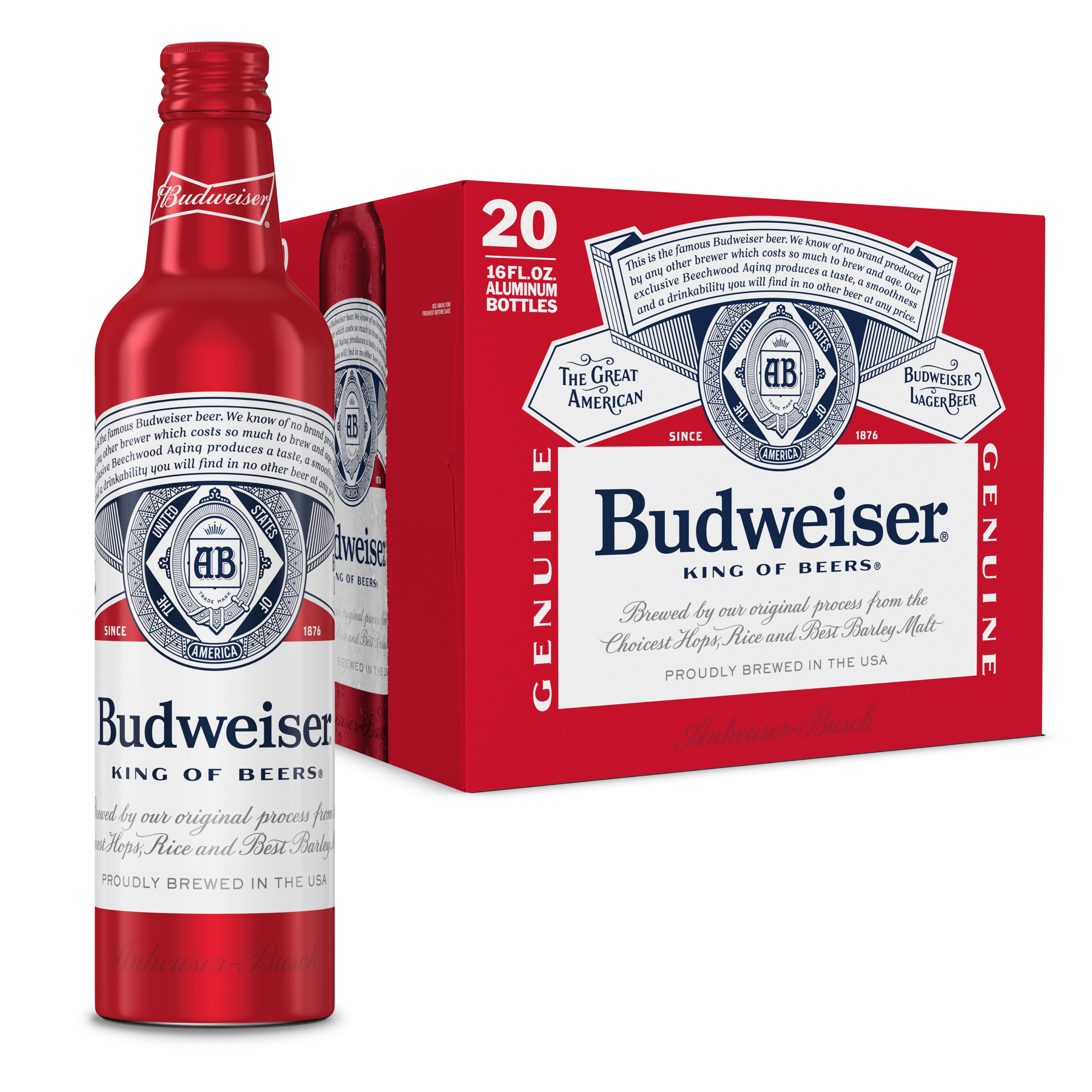 Budweiser American Lager Beer Bottles, 20 pk, 16 oz