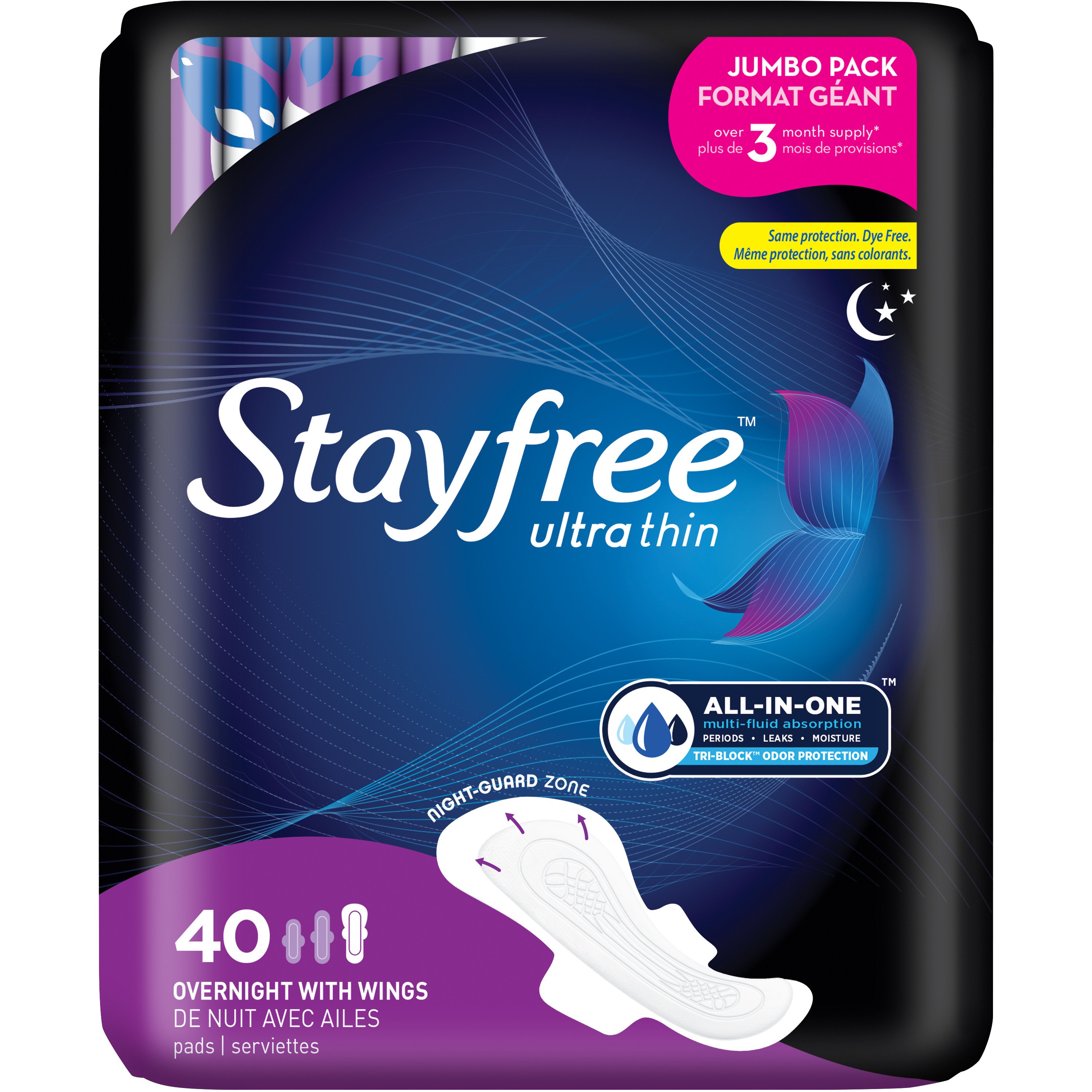 Stayfree Ultra Thin Overnight Pads with Wings Shop Pads & liners at HEB