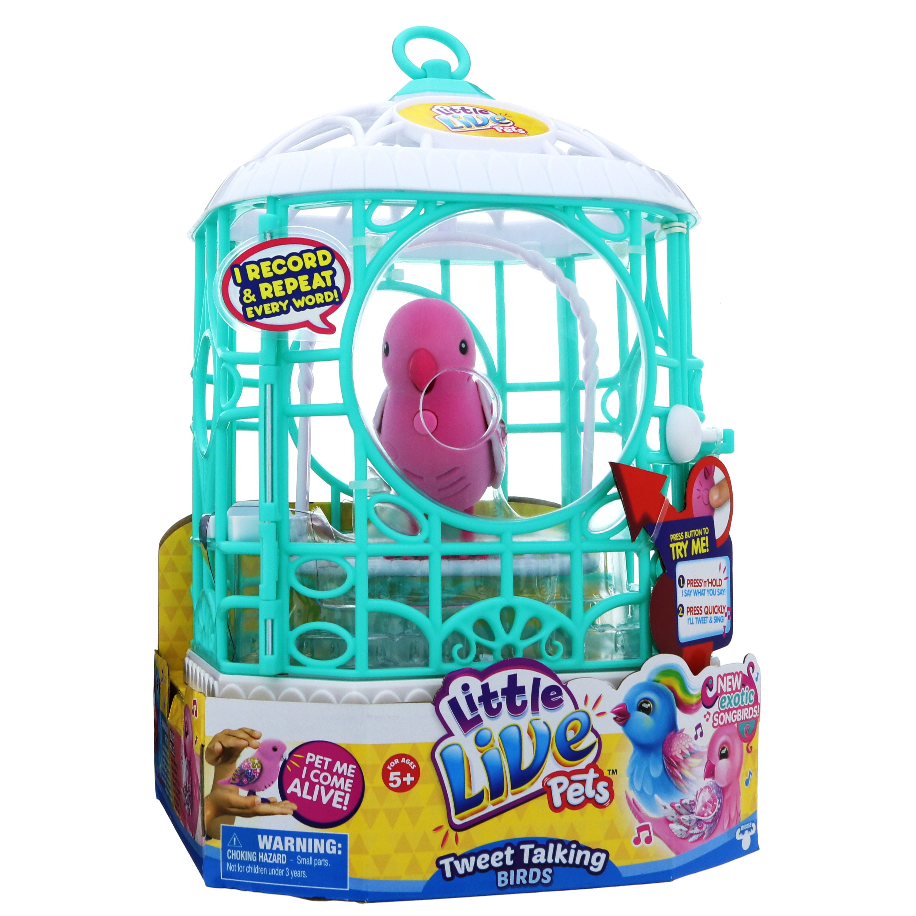 Talking bird outlet toy with cage