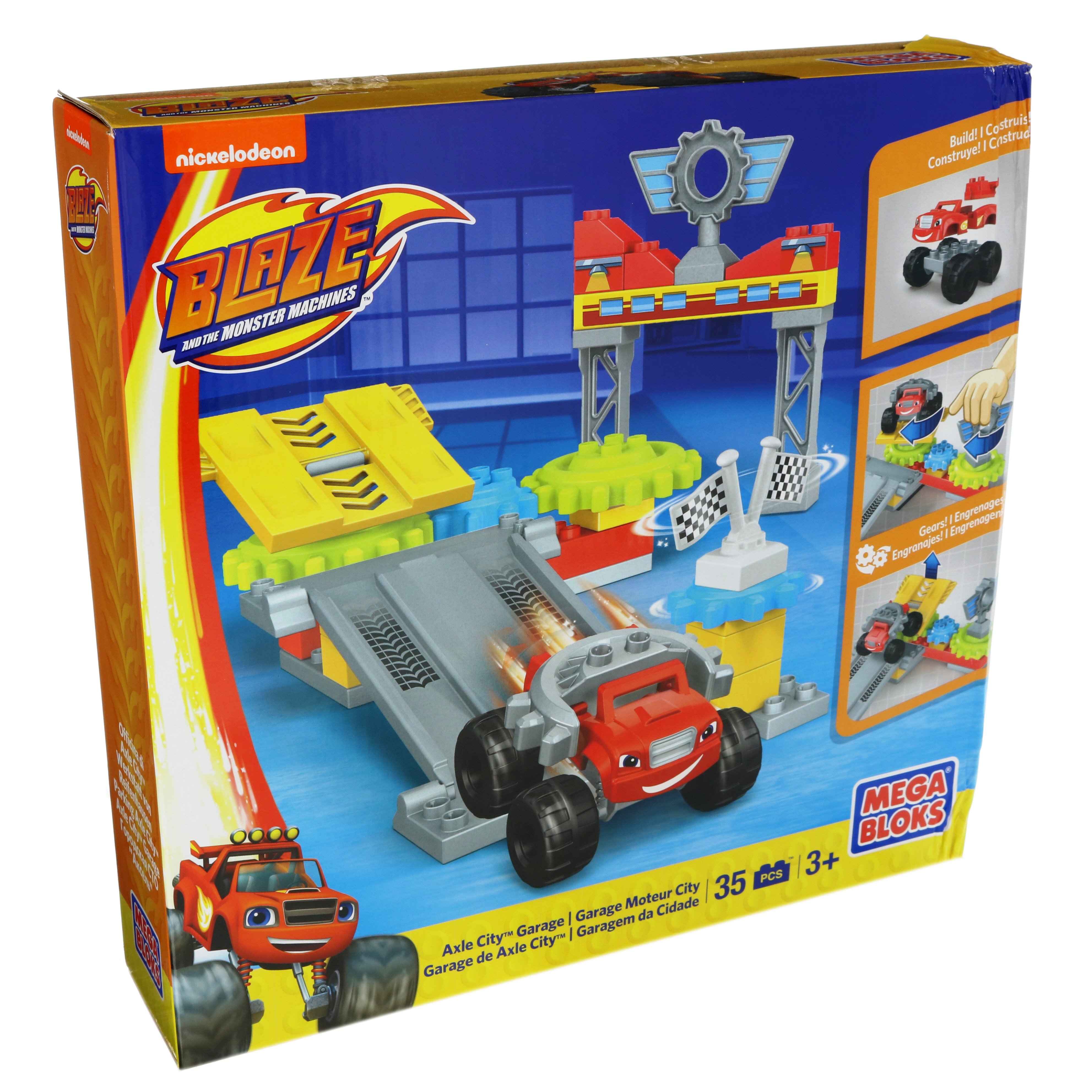 mega bloks race car garage building block set