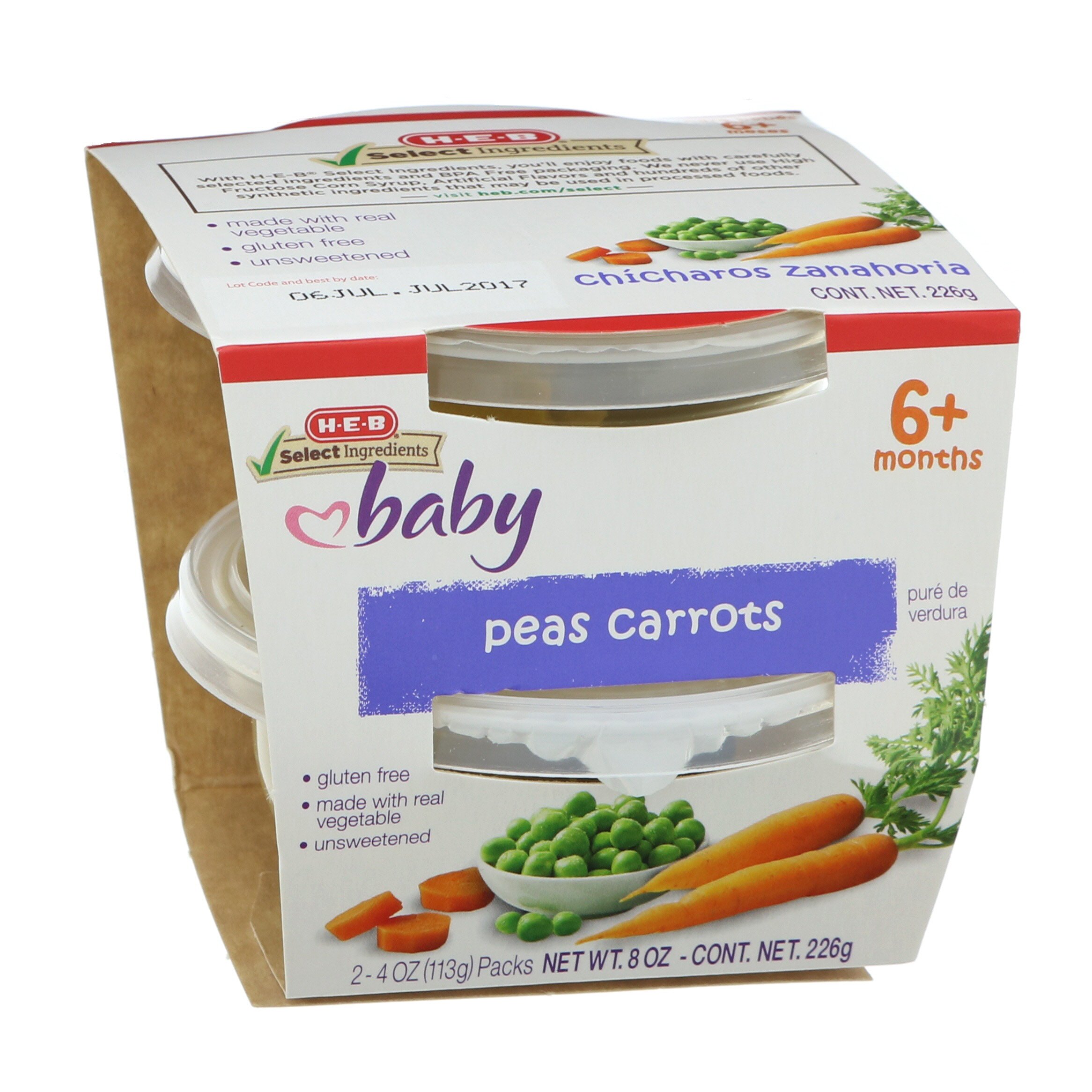 HEB Baby Food Puree Veggie Cups Peas & Carrots Shop Baby food at