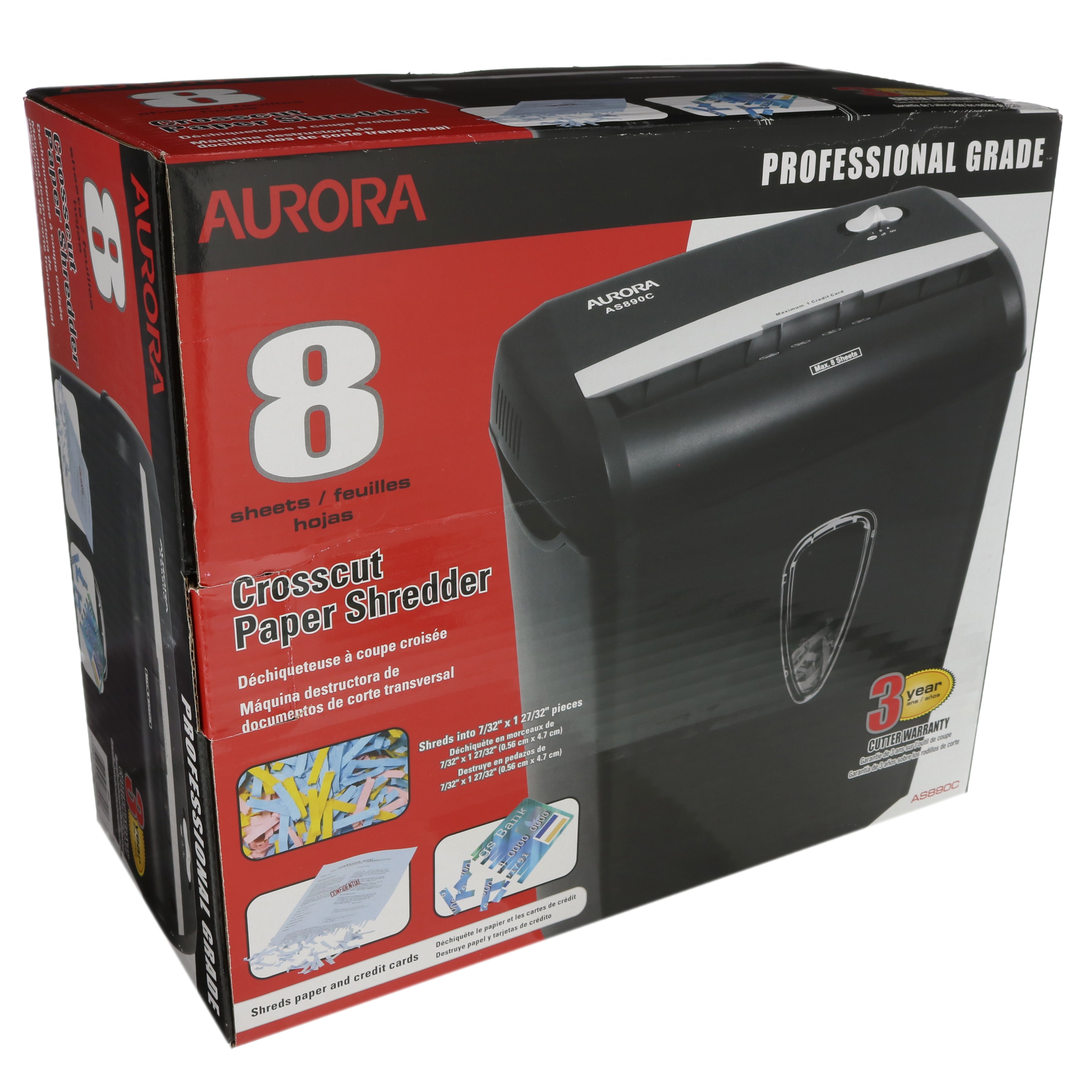 Aurora 8 Sheet Light Duty Crosscut Shredder Shop Desktop Organizers