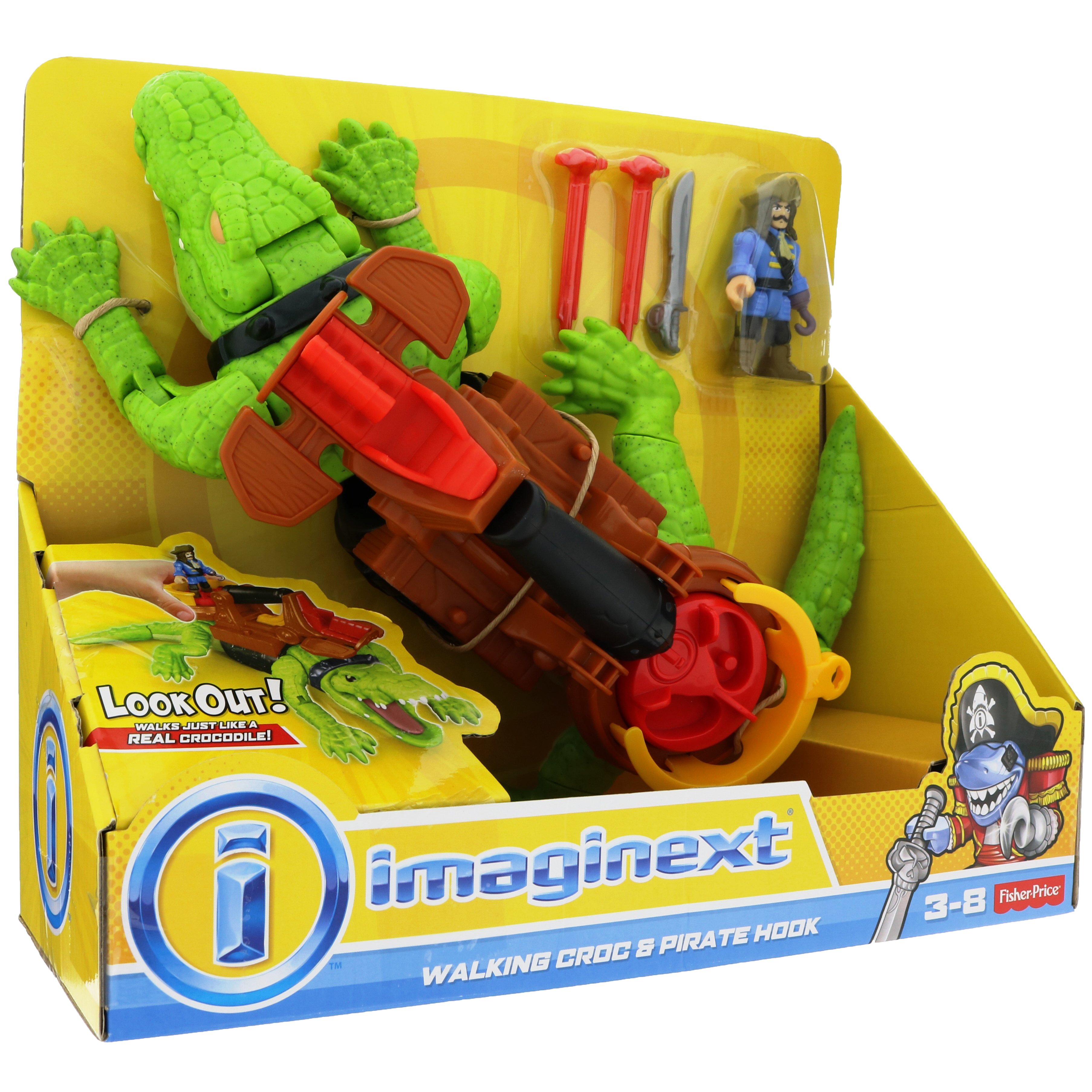 imaginext walking croc & pirate hook playset