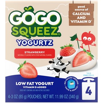 GoGo squeeZ yogurtZ Low Fat Strawberry Yogurt Snack Pouches