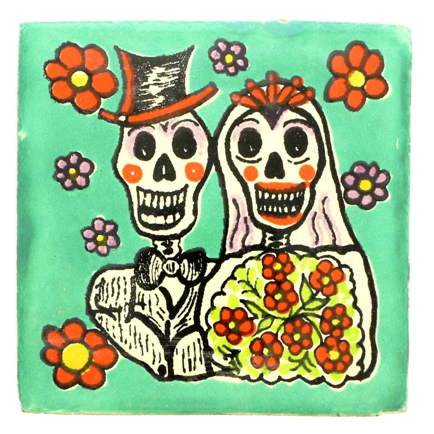 Blue Orange Pottery Day of the Dead 4" x 4" Decorative Tiles, Assorted Colors & Designs; image 3 of 5