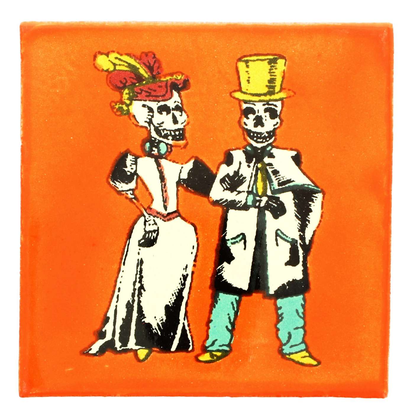 Blue Orange Pottery Day of the Dead 4" x 4" Decorative Tiles, Assorted Colors & Designs; image 4 of 5
