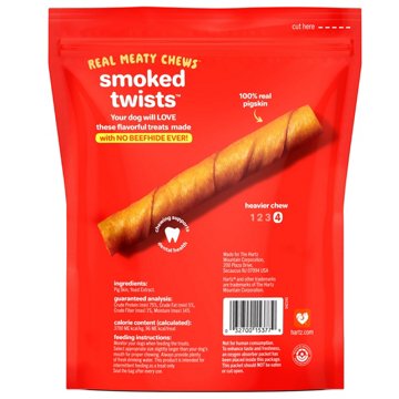 Hartz Oinkies Smoked Pig Skin Twists, 20 ct