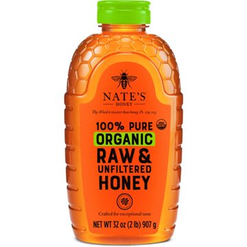 Nate's Honey 100% Pure Organic Raw Unfiltered Honey, 32 oz