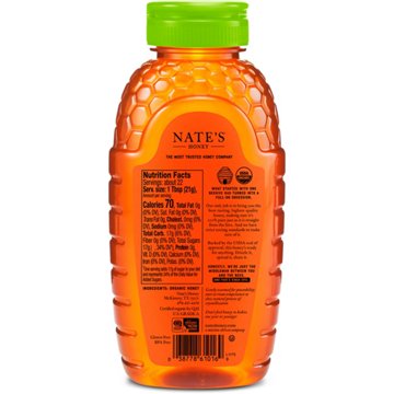 Nate's Honey 100% Pure Organic Raw Unfiltered Honey, 16 oz