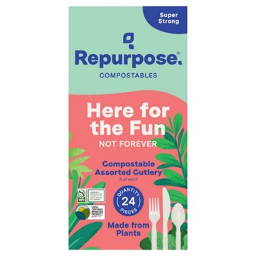 Repurpose Compostable Knives, Forks & Spoons Combo Pack - White, 24 ct