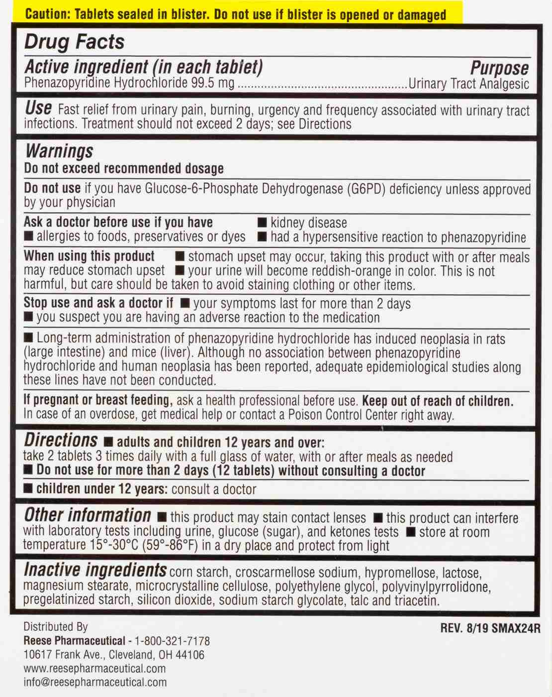 Reese Preferred Maximum Strength Urinary Pain Relief Tablets; image 2 of 2