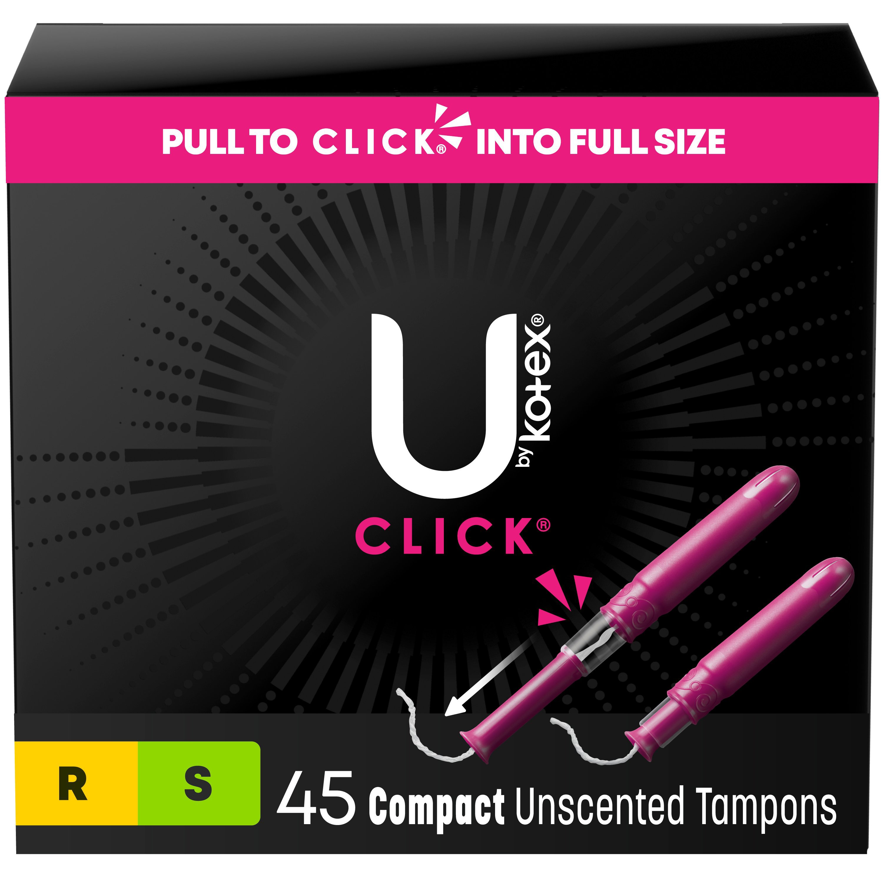 U by Kotex Click Compact Regular/Super Tampons - Shop Tampons at H-E-B