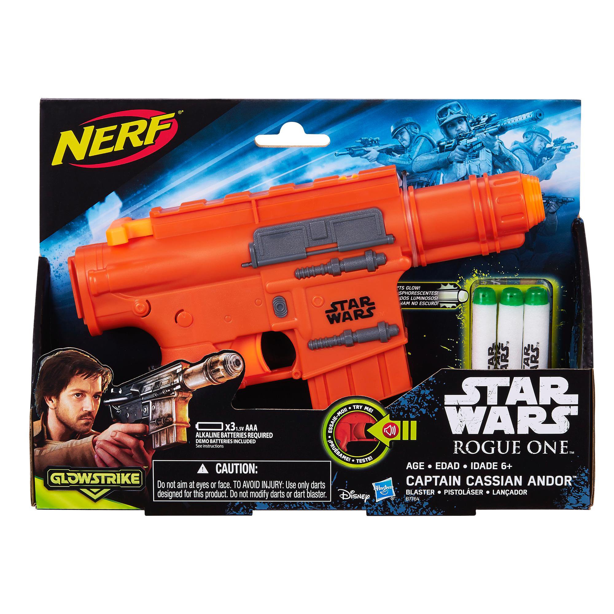 Nerf Star Wars Rogue One Captain Cassian Andor Blaster Gun w/ Darts 
