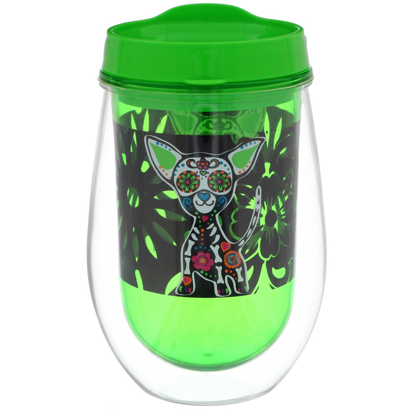 Cocinaware Day Of Dead Stemless Wine Glass with Lid, Assorted Colors; image 3 of 3