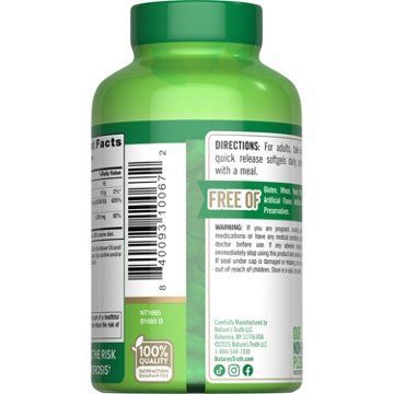 Nature's Truth Absorbable Calcium + D3 Quick-Release Softgels, 120 ct