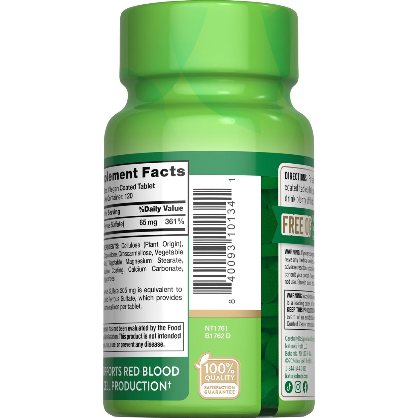 Nature's Truth Iron 65mg Coated Tablets; image 2 of 4