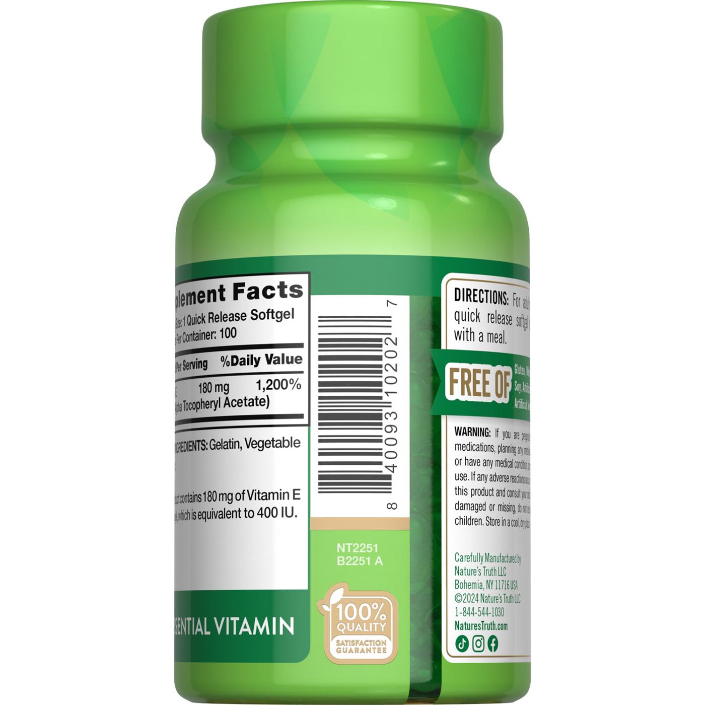 Nature's Truth Vitamin E 400 IU with Natural D-Alpha; image 2 of 4