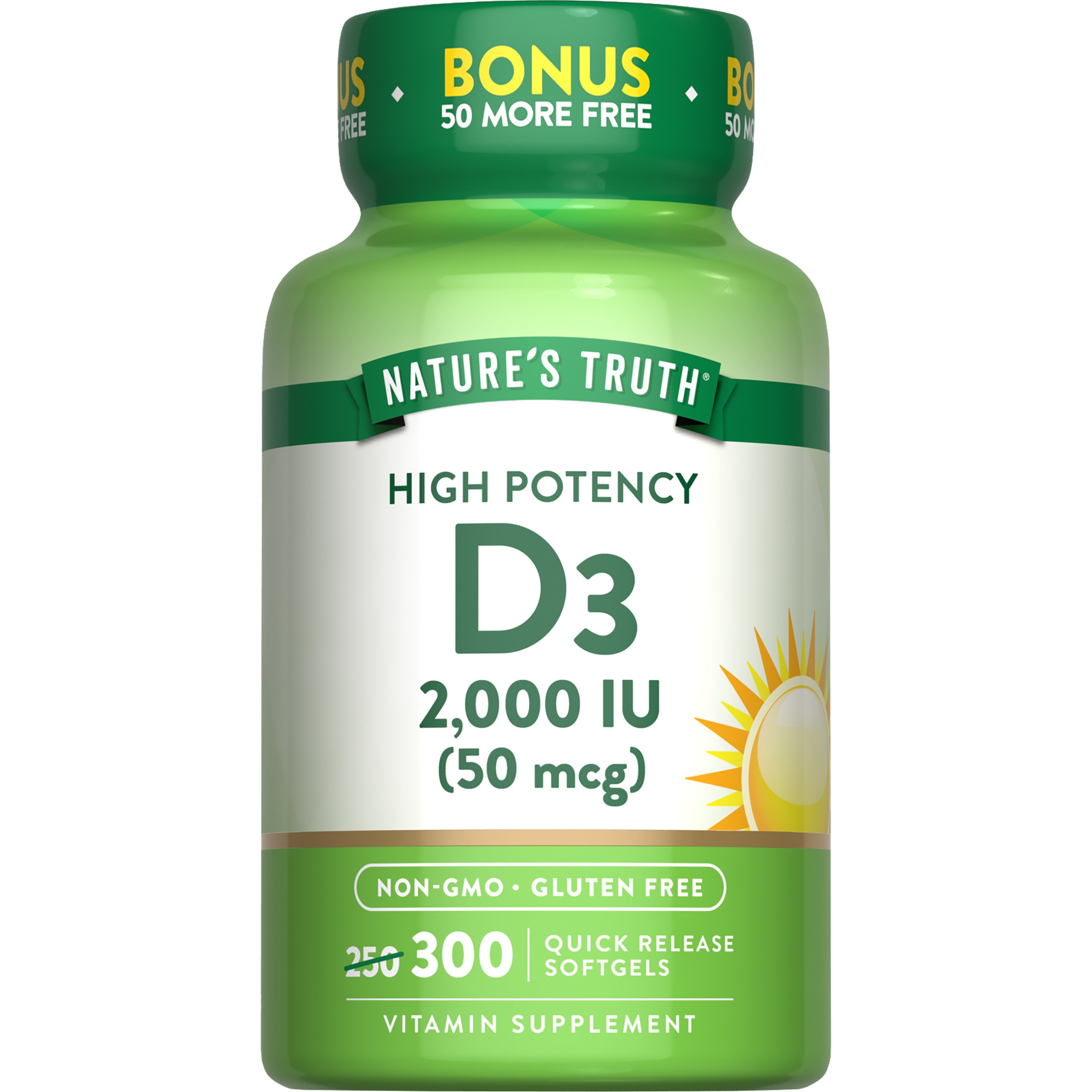 Nature's Truth High Potency Vitamin D3 2000 IU, 300 ct
