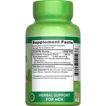 Nature's Truth Saw Palmetto 2400mg Capsules, 120 ct